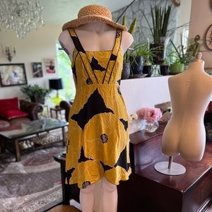 Black and yellow silk dress; great condition except missing fabric belt; size 4